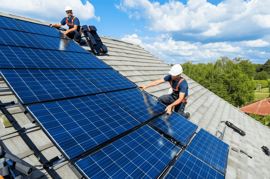 Installation de panneaux solaires photovoltaïques sur toiture